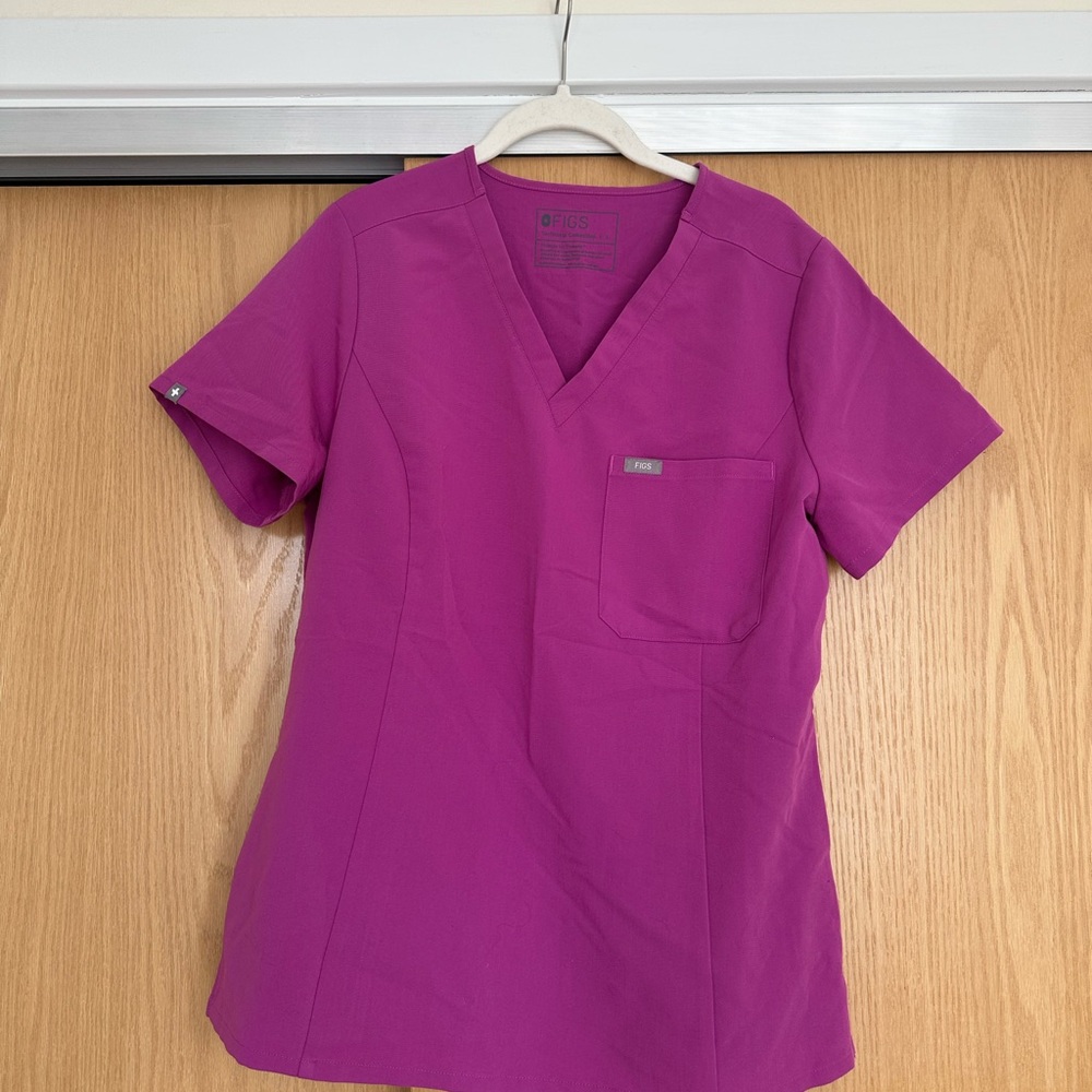 FIGS Bright Fuchsia Slim Cut Scrub Top